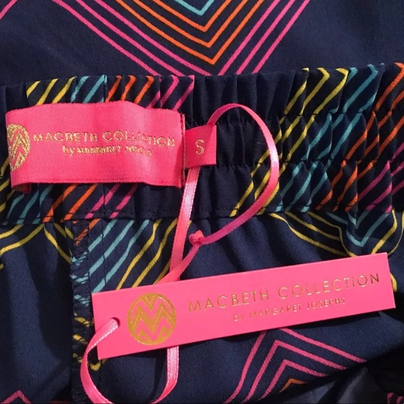 New MACBETH Collection Chevron Pants Pull On Set Lightweight Navy Blue NWT - Picture 4 of 6